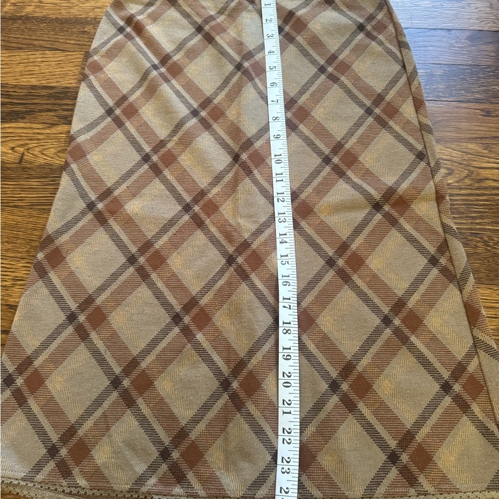Express Brown and Tan Plaid Midi Skirt - Picture 6 of 6